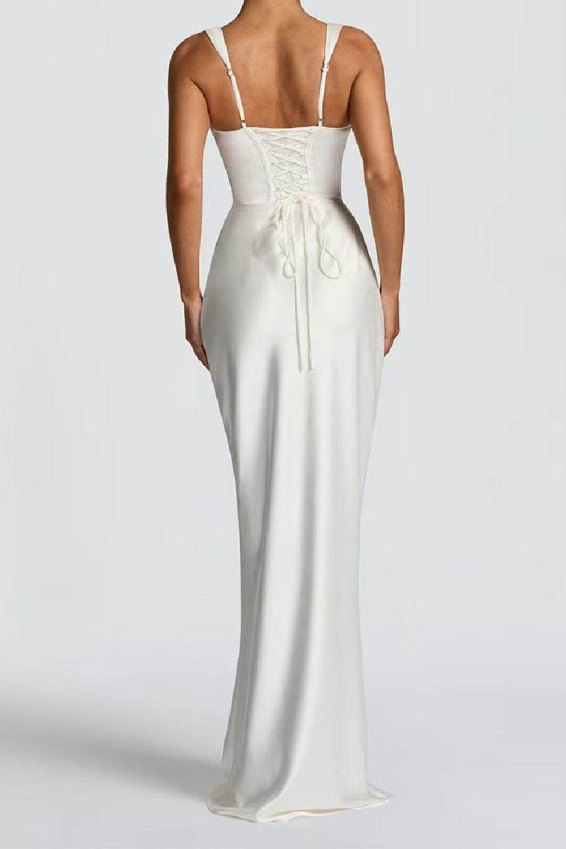 Katarina | Satin Sheath Maxi Evening Dress