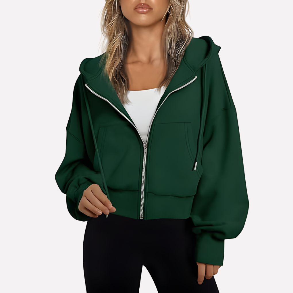 Lienna | Zip Hoodie Relaxed Fit Cropped Drawstring Jacket