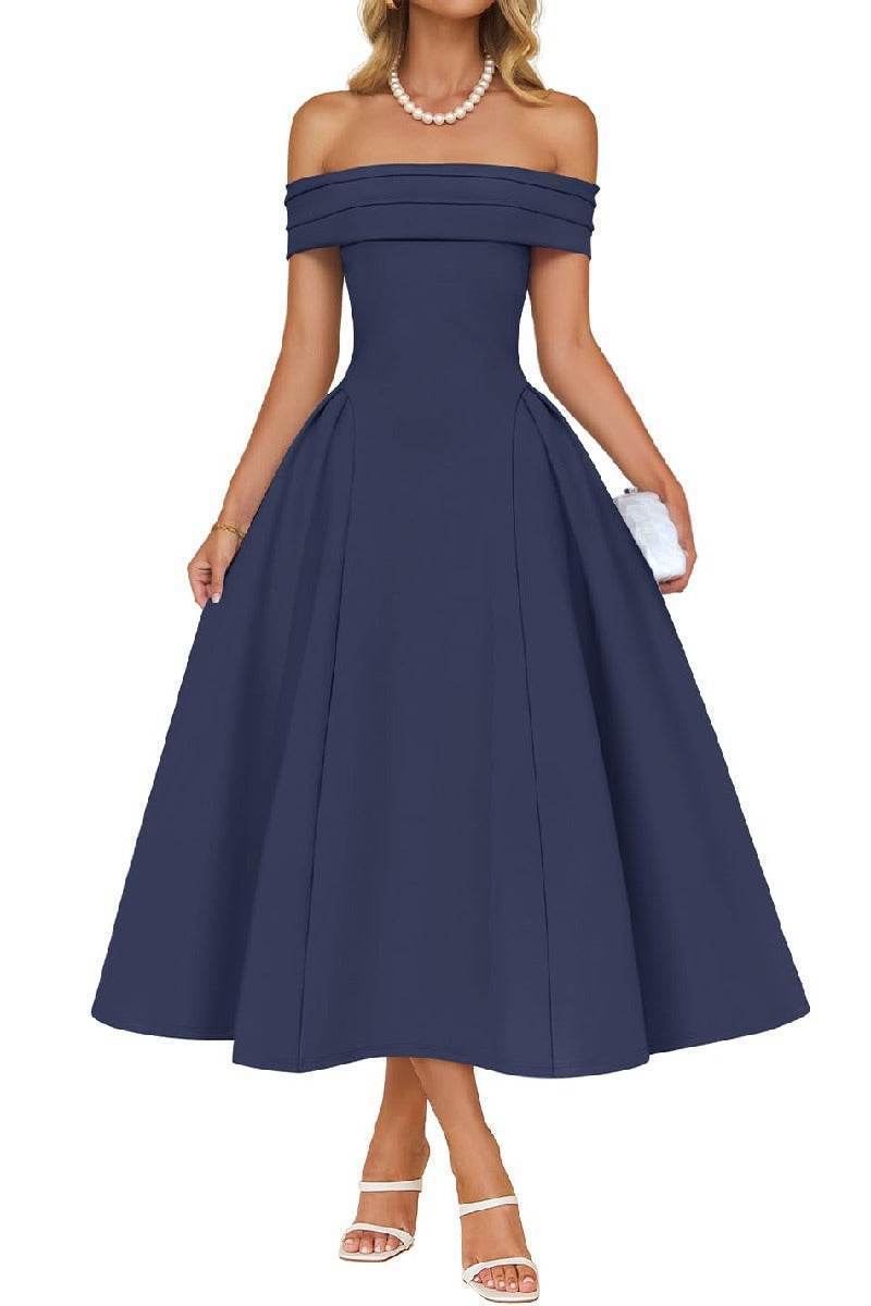 Noelani | Satin A-Line Midi Wedding Guest Dress