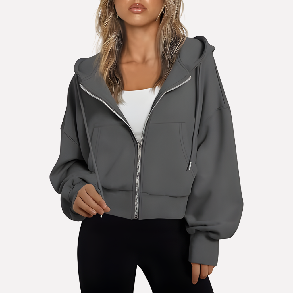 Lienna | Zip Hoodie Relaxed Fit Cropped Drawstring Jacket