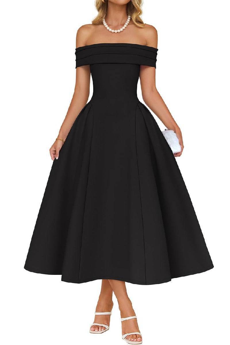 Noelani | Satin A-Line Midi Wedding Guest Dress