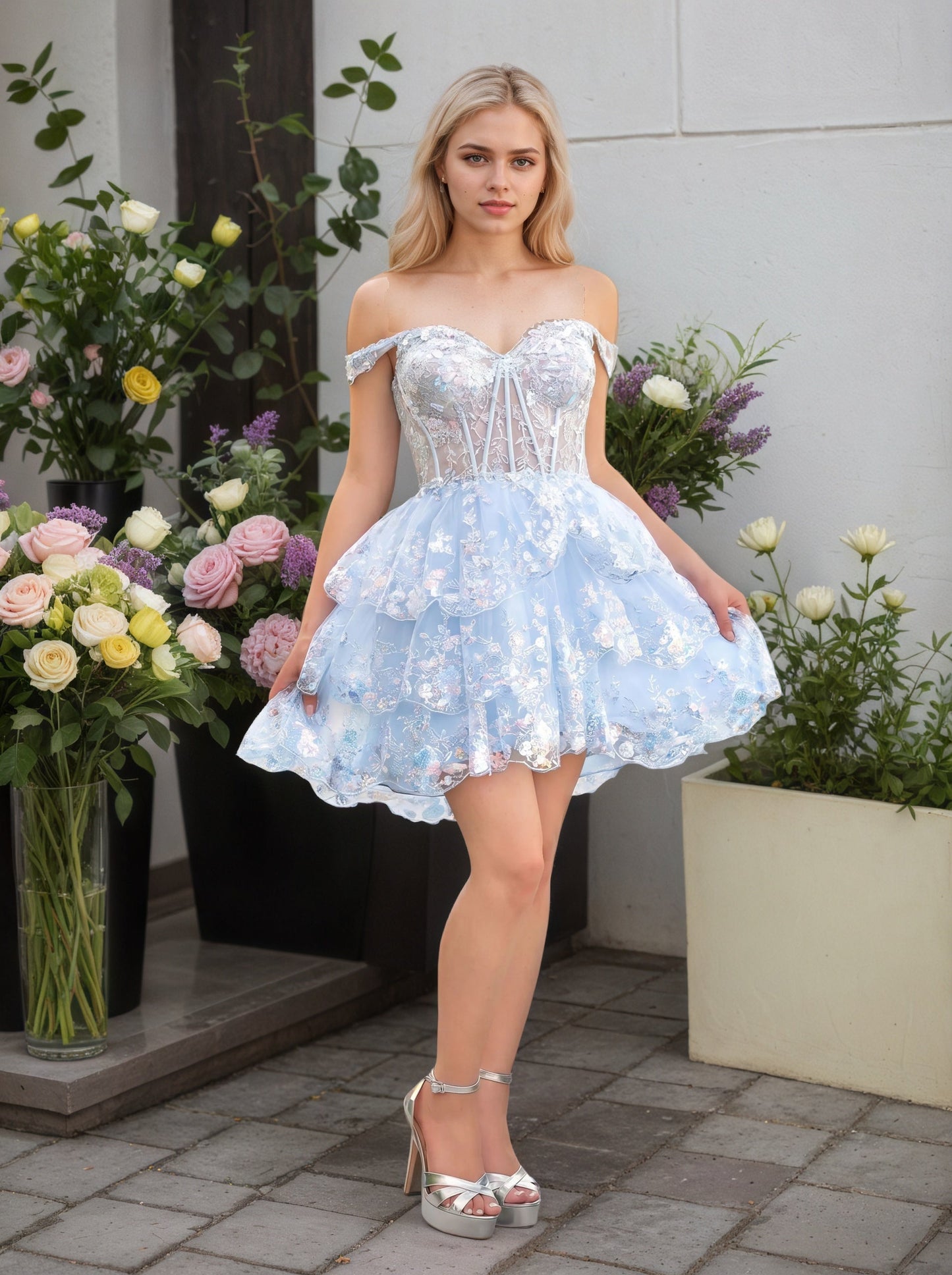 Milena | A-Line Sweetheart Tiered Homecoming Dress