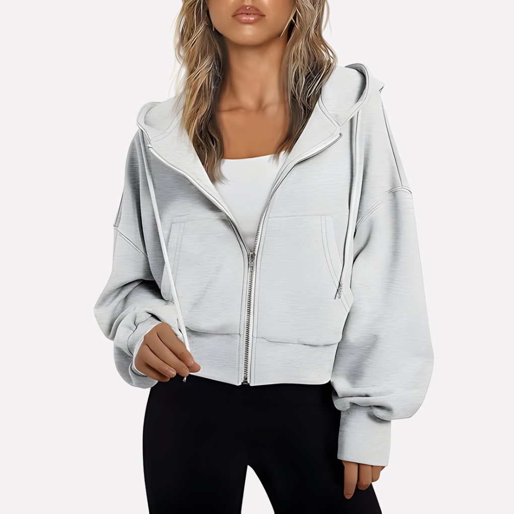 Lienna | Zip Hoodie Relaxed Fit Cropped Drawstring Jacket