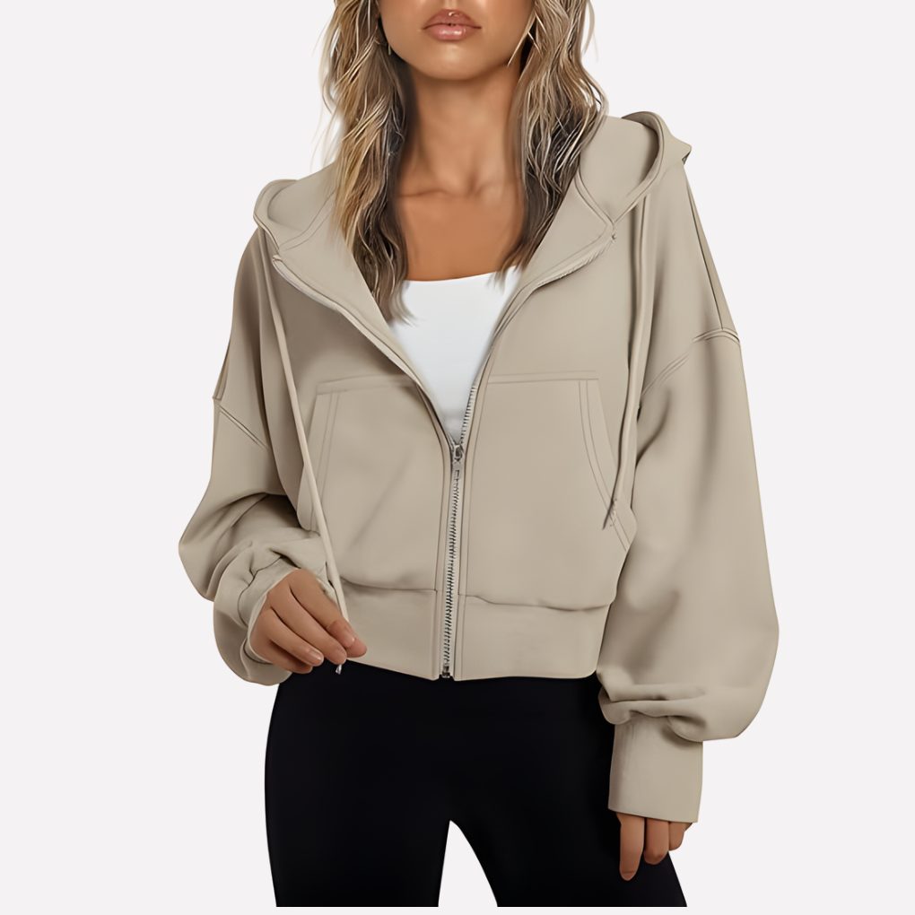 Lienna | Zip Hoodie Relaxed Fit Cropped Drawstring Jacket
