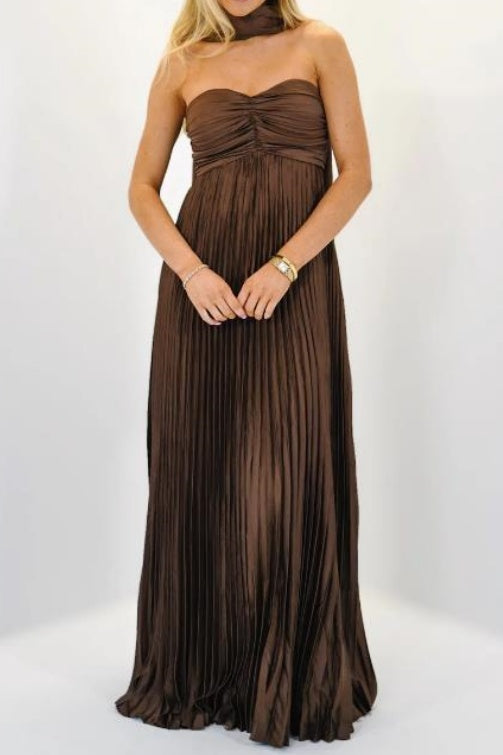 Wren | Pleated A-Line Maxi Evening Dress