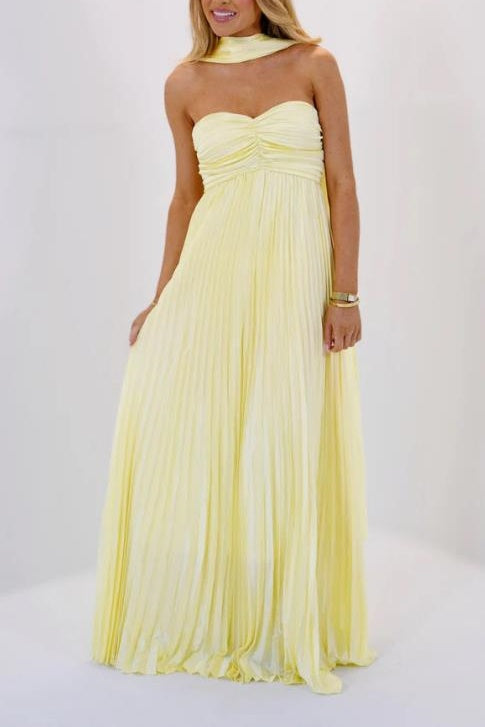 Wren | Pleated A-Line Maxi Evening Dress