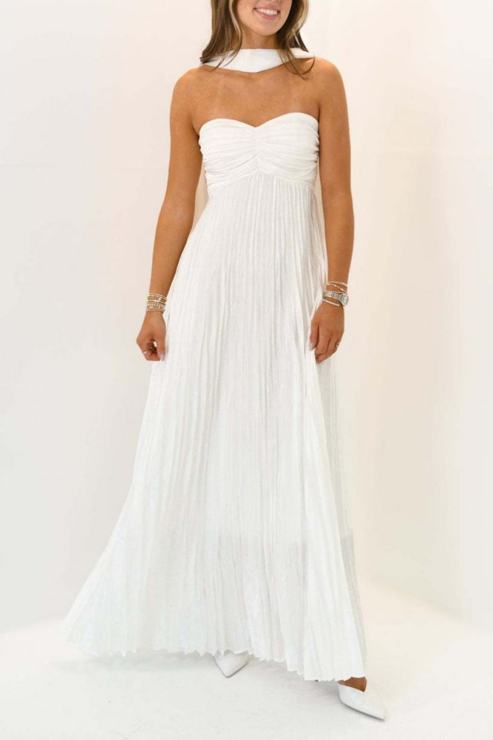 Wren | Pleated A-Line Maxi Evening Dress
