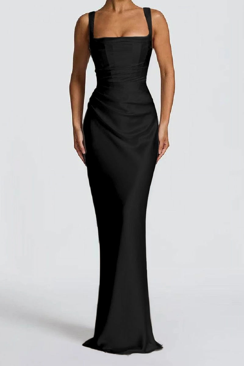Katarina | Satin Sheath Maxi Evening Dress