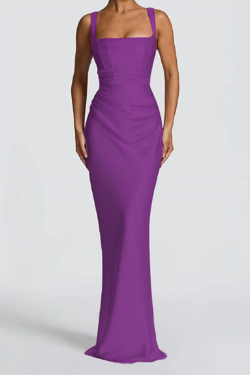 Katarina | Satin Sheath Maxi Evening Dress