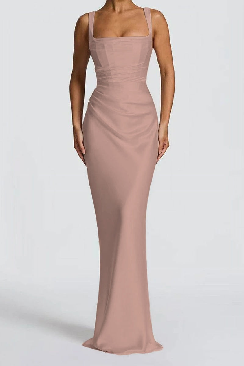 Katarina | Satin Sheath Maxi Evening Dress