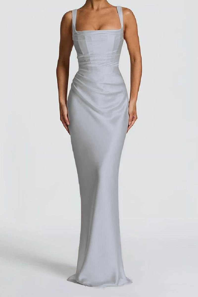 Katarina | Satin Sheath Maxi Evening Dress