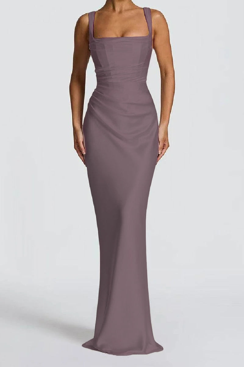 Katarina | Satin Sheath Maxi Evening Dress