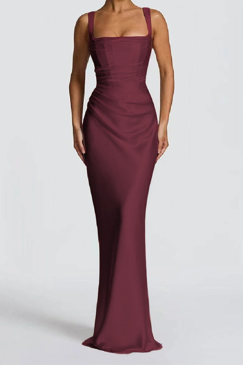 Katarina | Satin Sheath Maxi Evening Dress