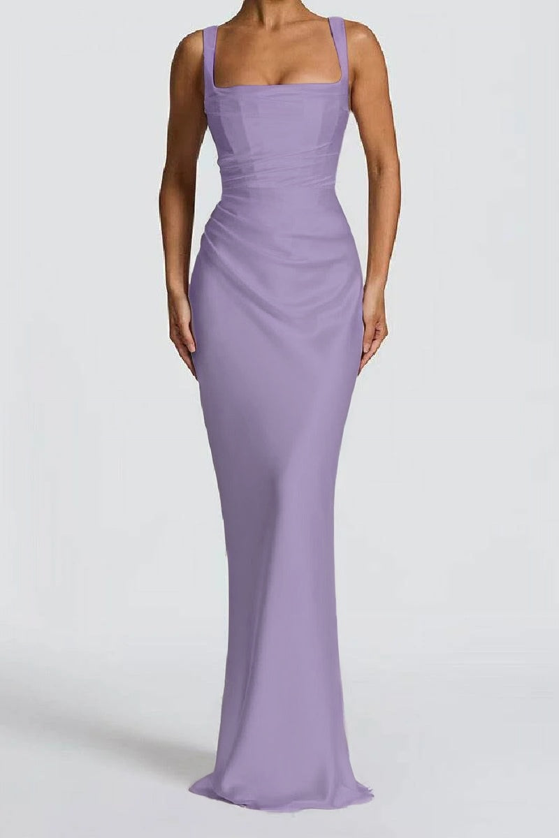 Katarina | Satin Sheath Maxi Evening Dress