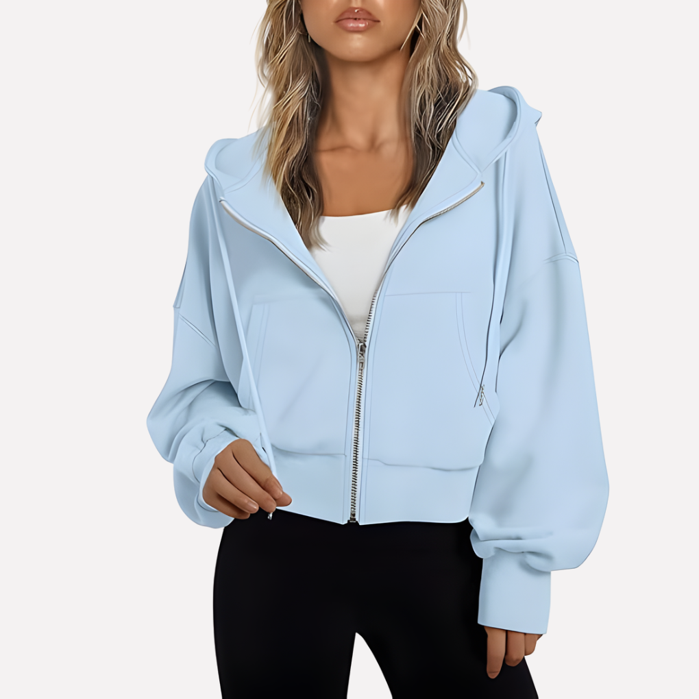 Lienna | Zip Hoodie Relaxed Fit Cropped Drawstring Jacket