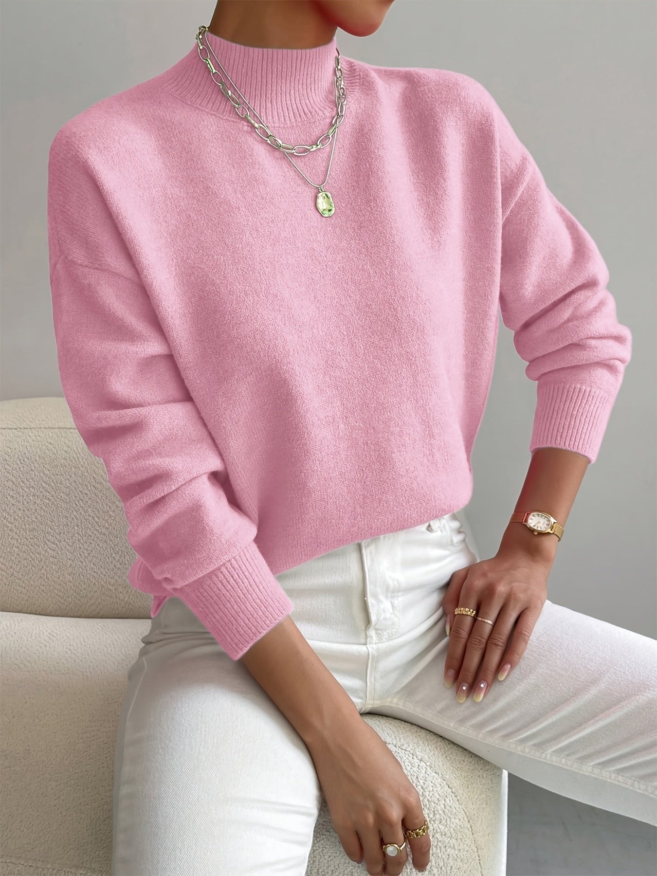 Adeline | Oversized Mock Neck Long Sleeve Sweater