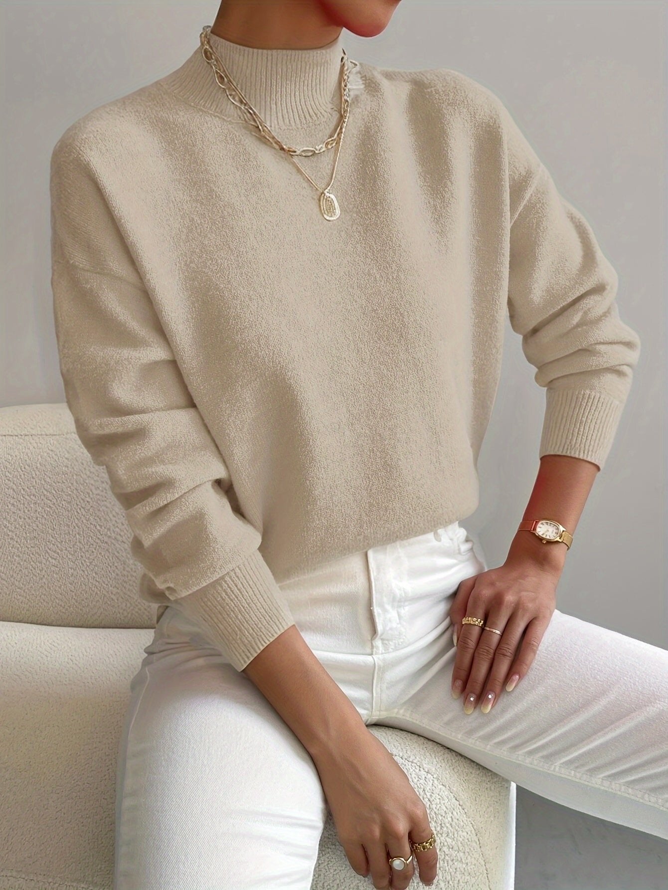 Adeline | Oversized Mock Neck Long Sleeve Sweater