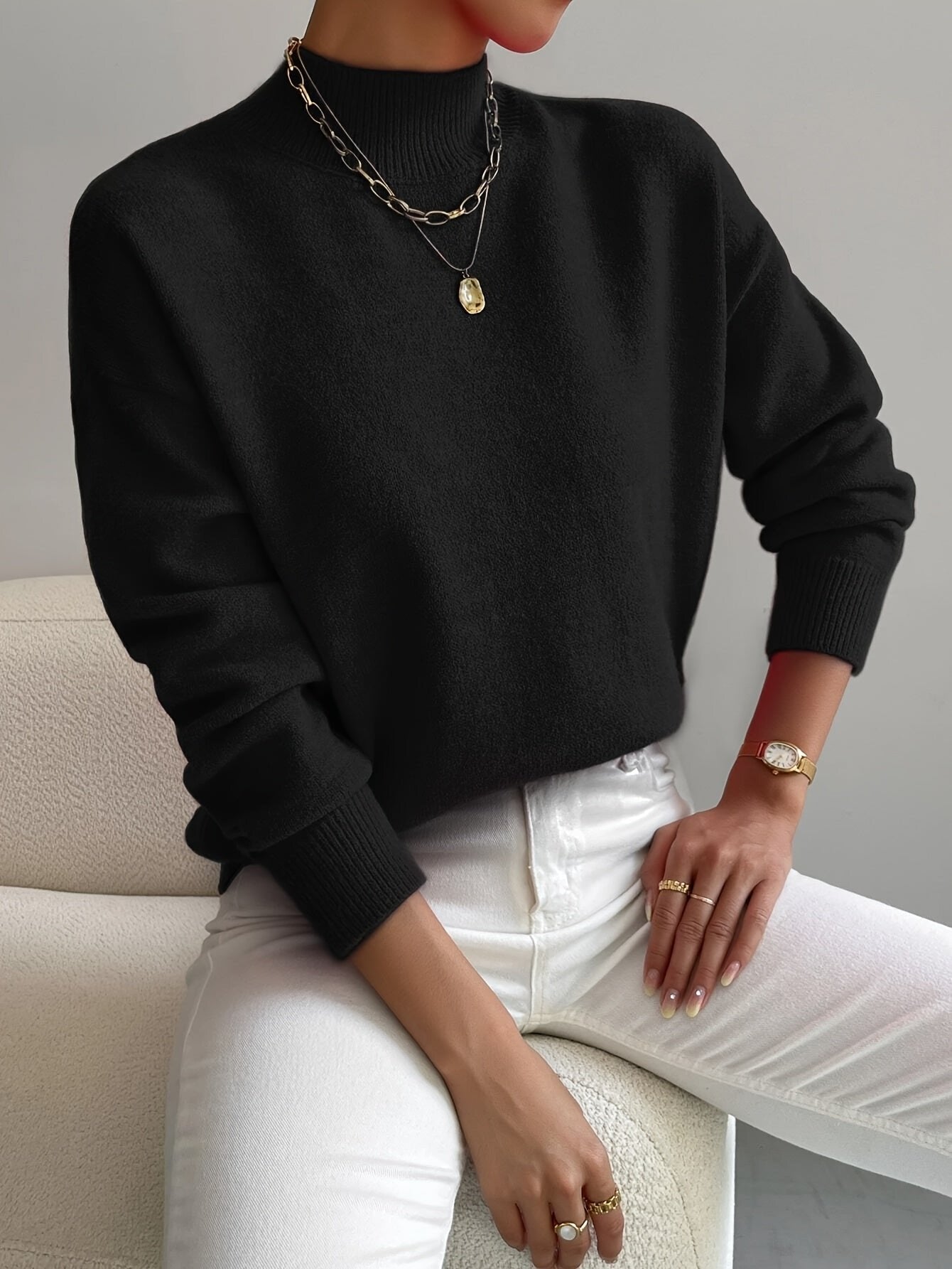 Adeline | Oversized Mock Neck Long Sleeve Sweater