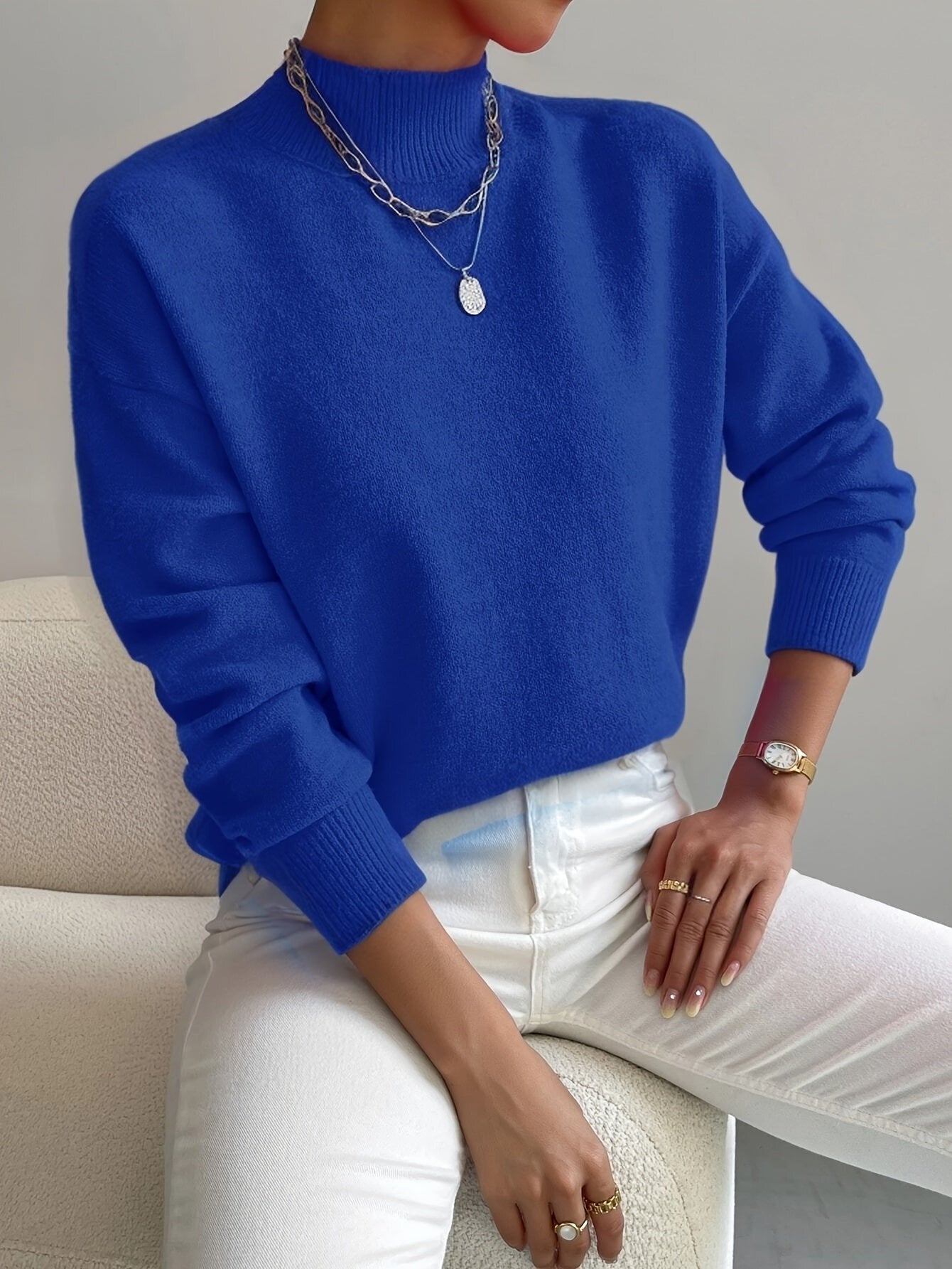 Adeline | Oversized Mock Neck Long Sleeve Sweater
