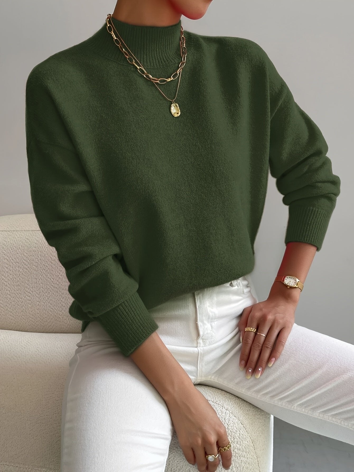 Adeline | Oversized Mock Neck Long Sleeve Sweater