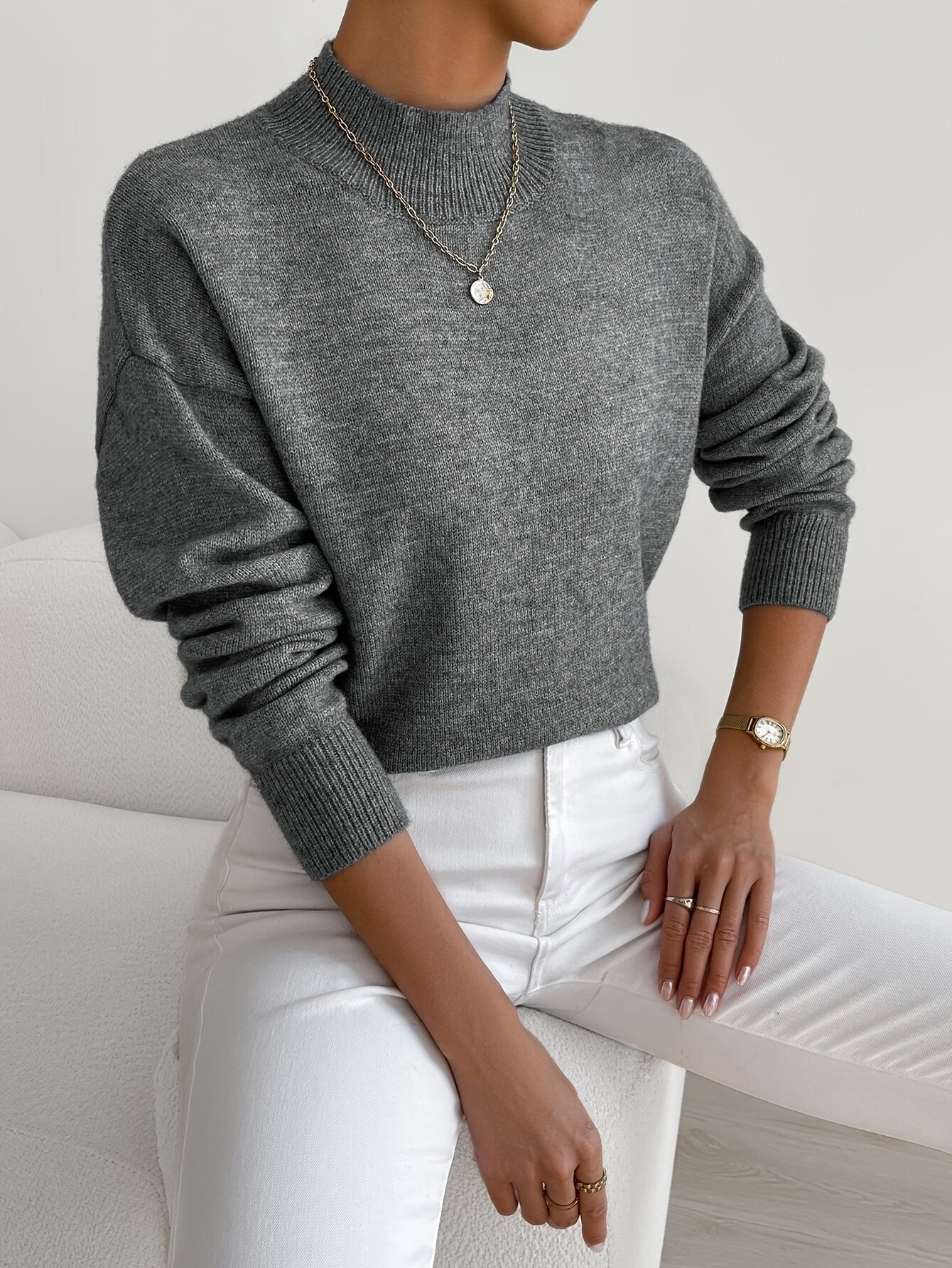 Adeline | Oversized Mock Neck Long Sleeve Sweater