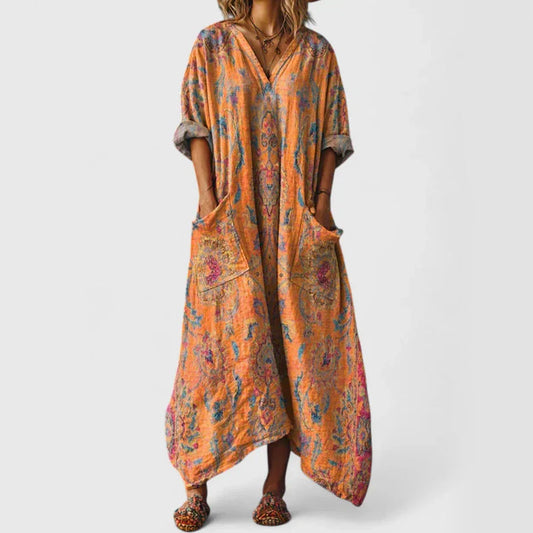 Ashlynn | Oversized Boho Print Maxi Dress with Pockets