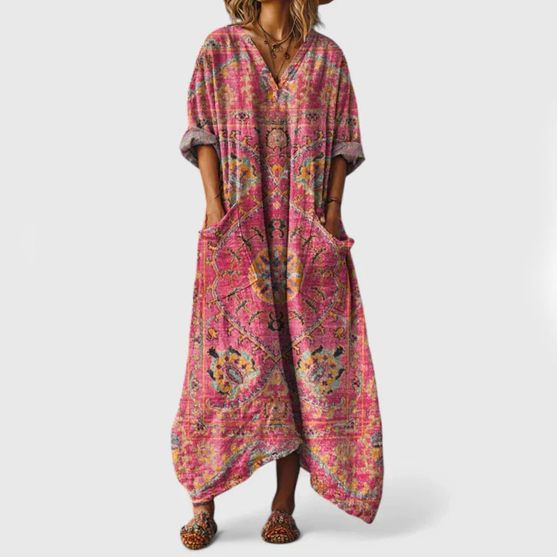 Ashlynn | Oversized Boho Print Maxi Dress with Pockets
