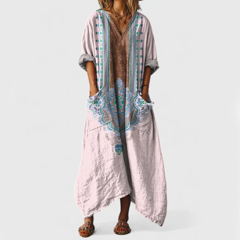 Ashlynn | Oversized Boho Print Maxi Dress with Pockets