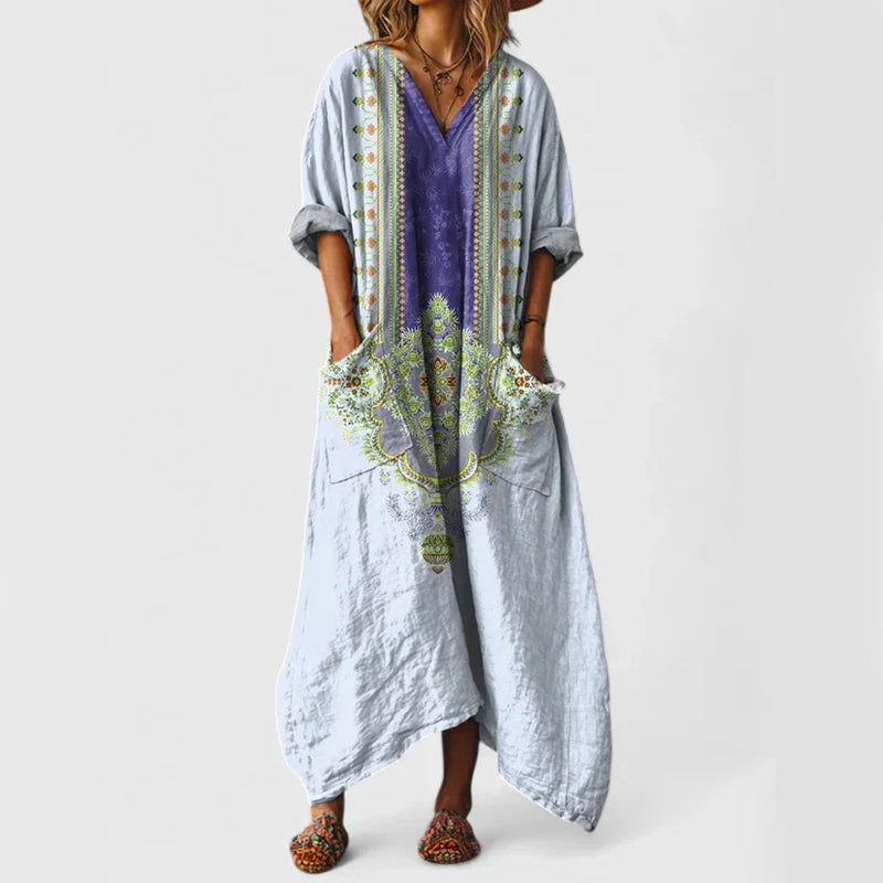 Ashlynn | Oversized Boho Print Maxi Dress with Pockets