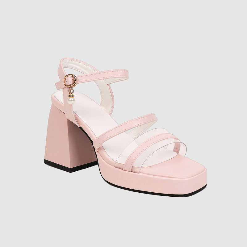 Avalyn | Clear Strap Platform Block Heels