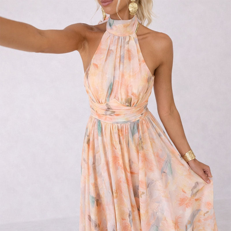 Blakely | Floral Halter Neck Maxi Dress