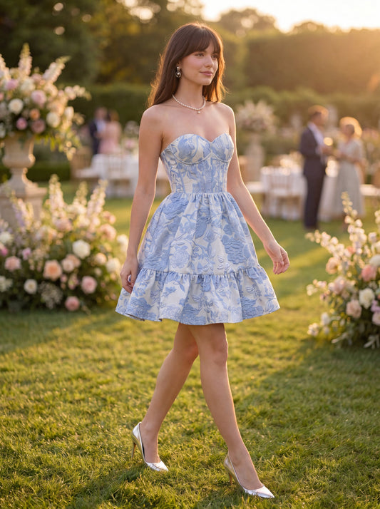 Talia | A-Line Strapless Satin Homecoming Dress