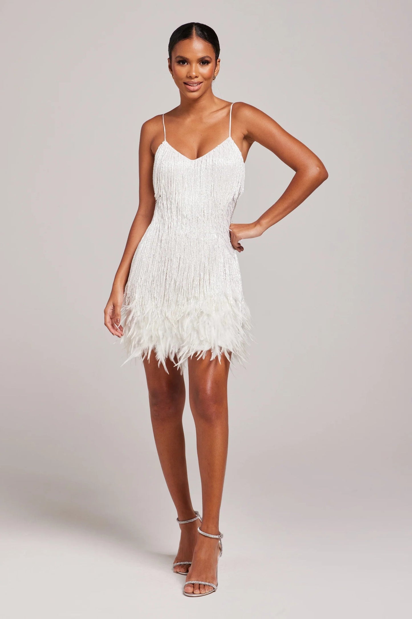 Ianthe | Beaded Fringe Feather Mini Cocktail Dress