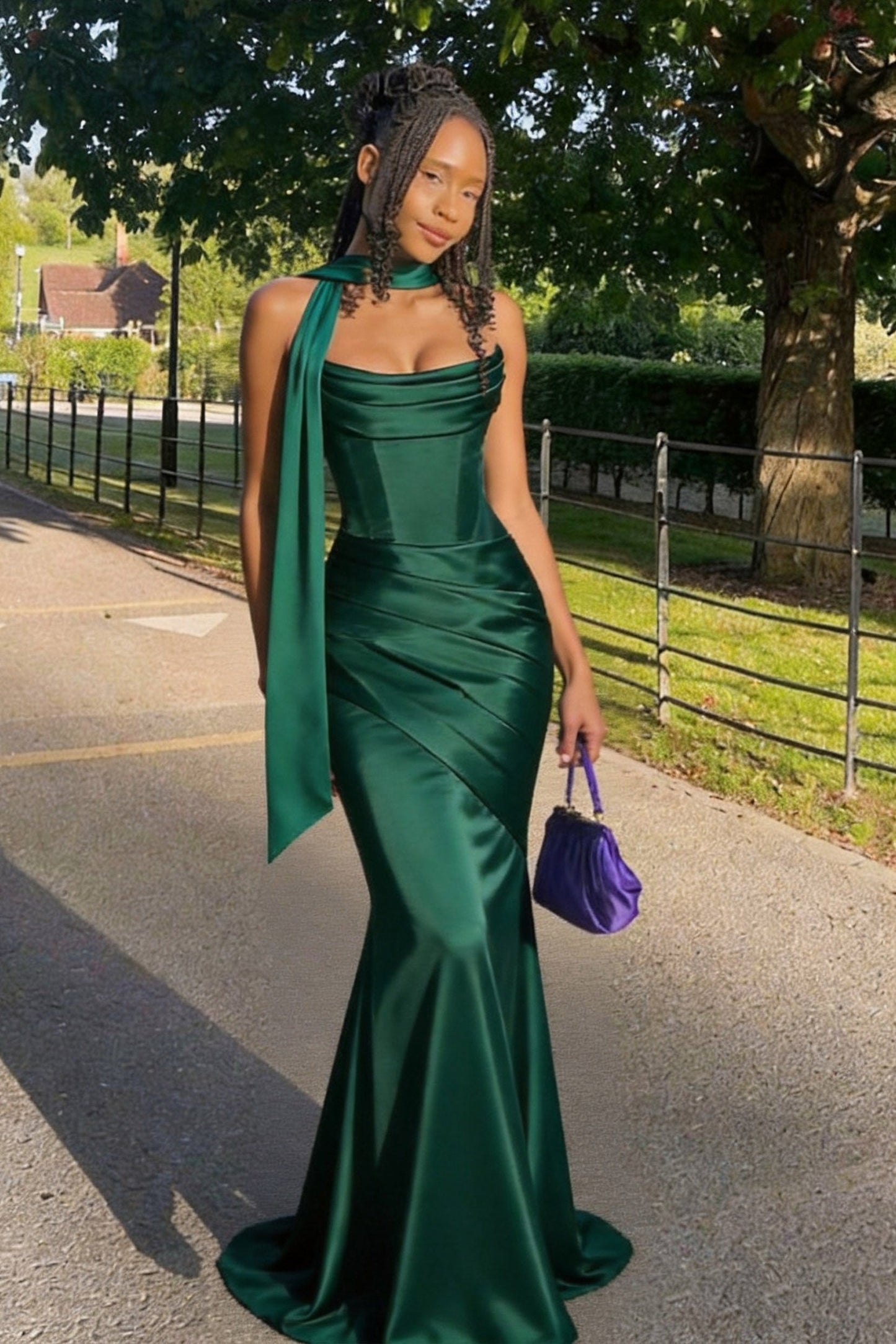 Delphine | Satin Trumpet Wedding Guest Dress
