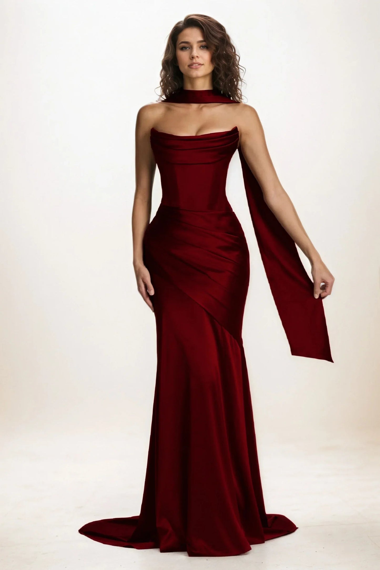 Delphine | Satin Trumpet Wedding Guest Dress