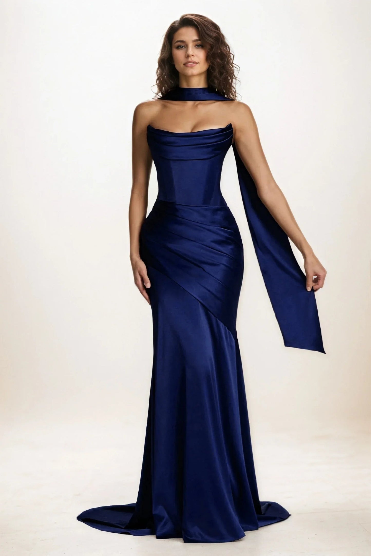 Delphine | Satin Trumpet Wedding Guest Dress
