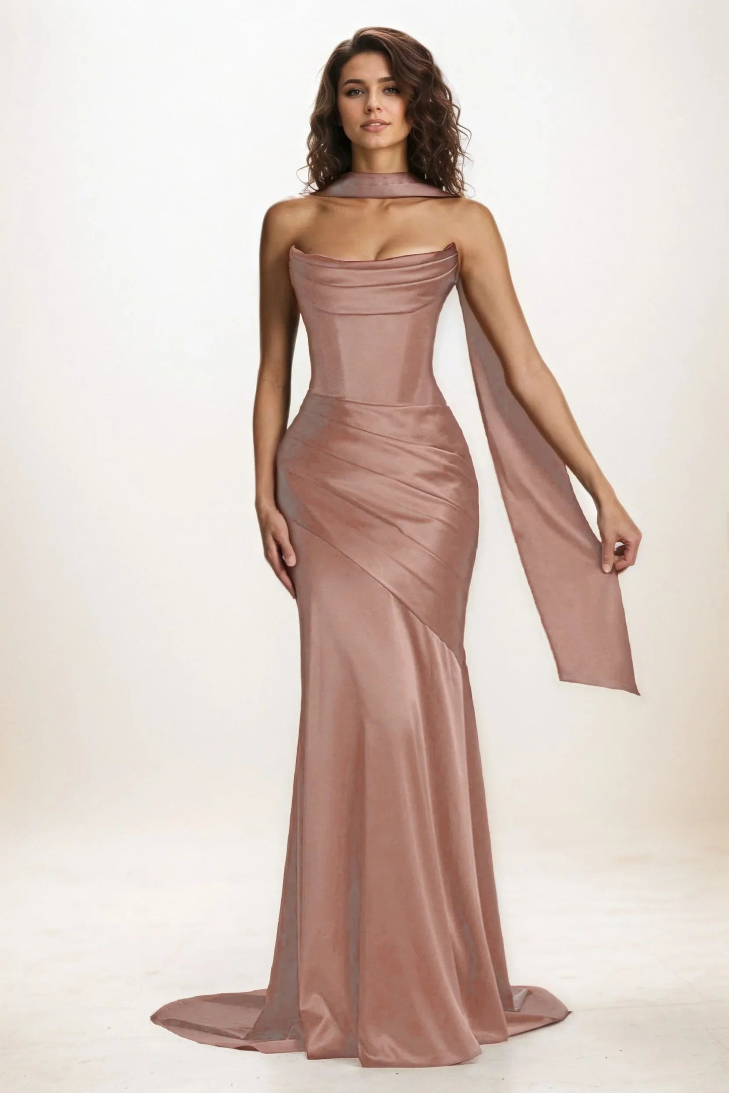 Delphine | Satin Trumpet Wedding Guest Dress