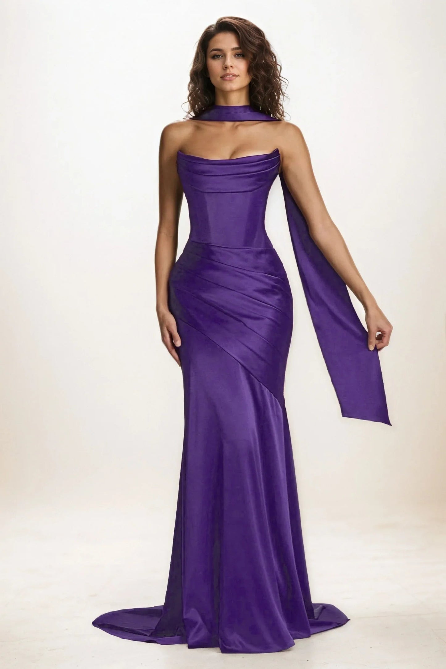 Delphine | Satin Trumpet Wedding Guest Dress