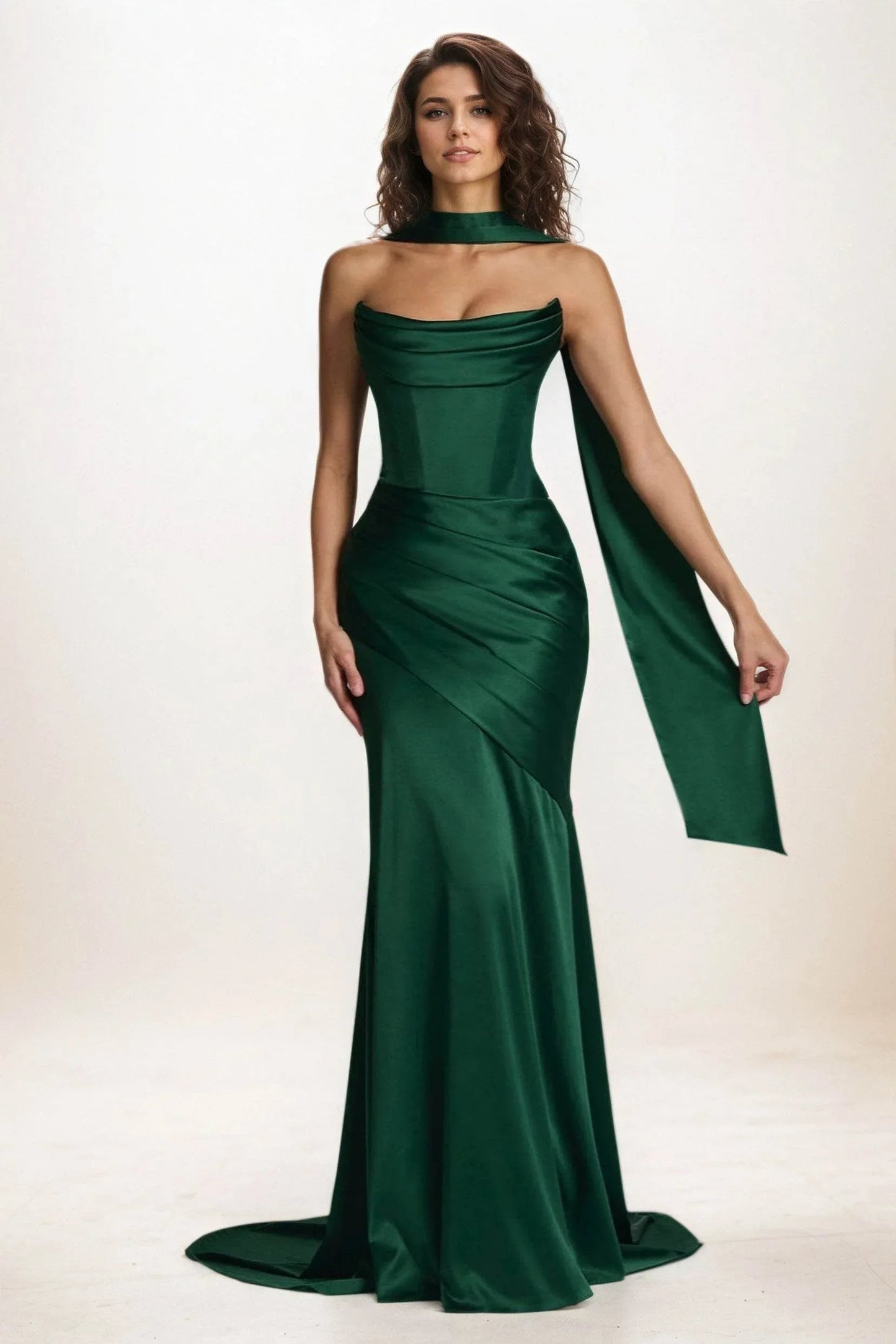 Delphine | Satin Trumpet Wedding Guest Dress
