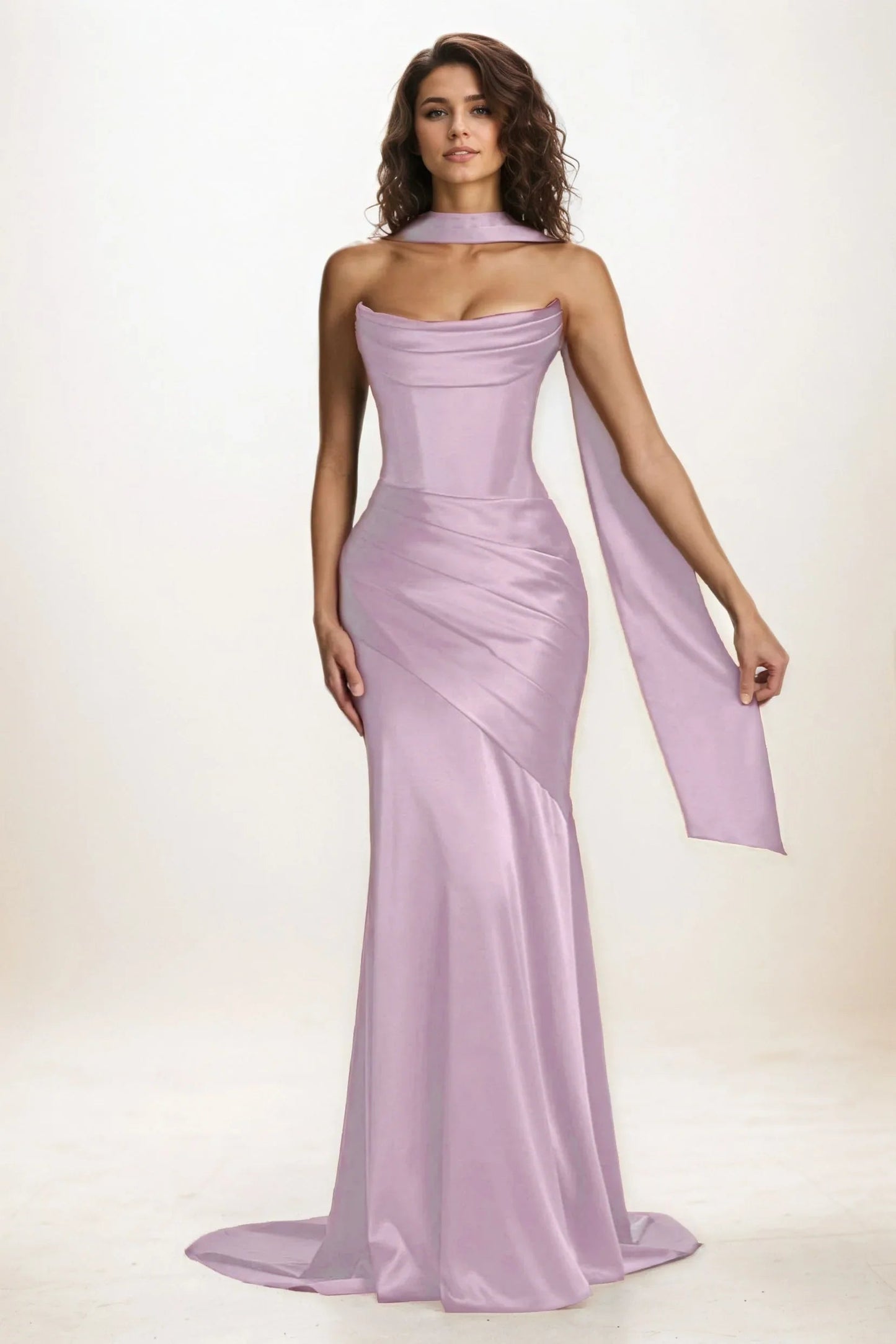 Delphine | Satin Trumpet Wedding Guest Dress