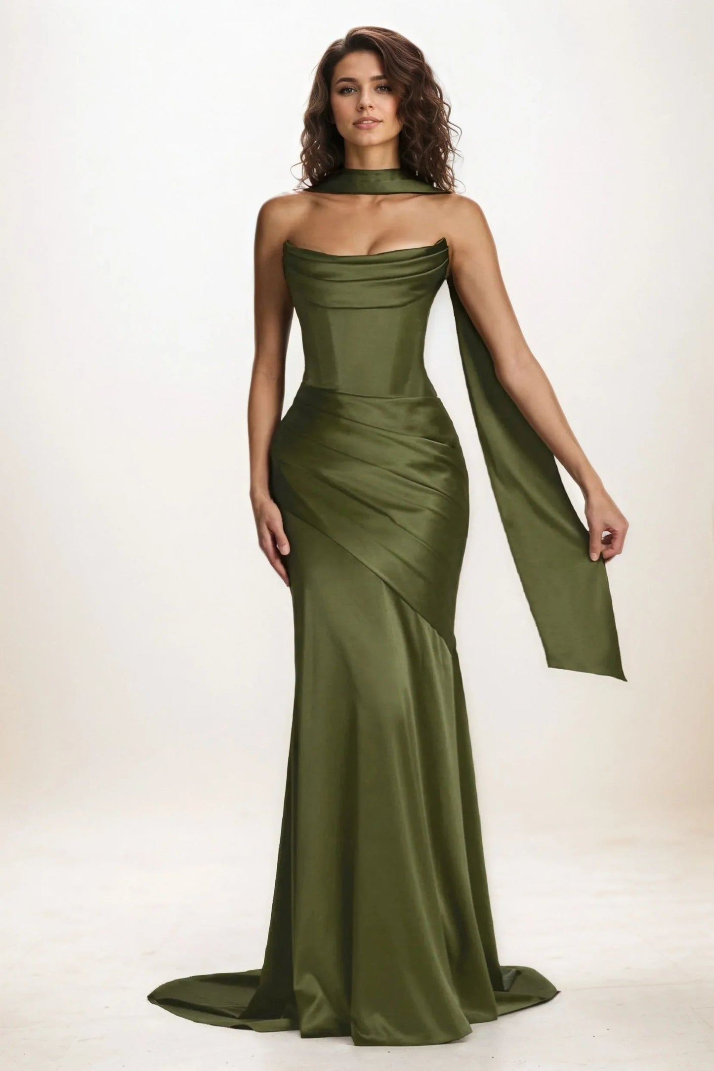 Delphine | Satin Trumpet Wedding Guest Dress