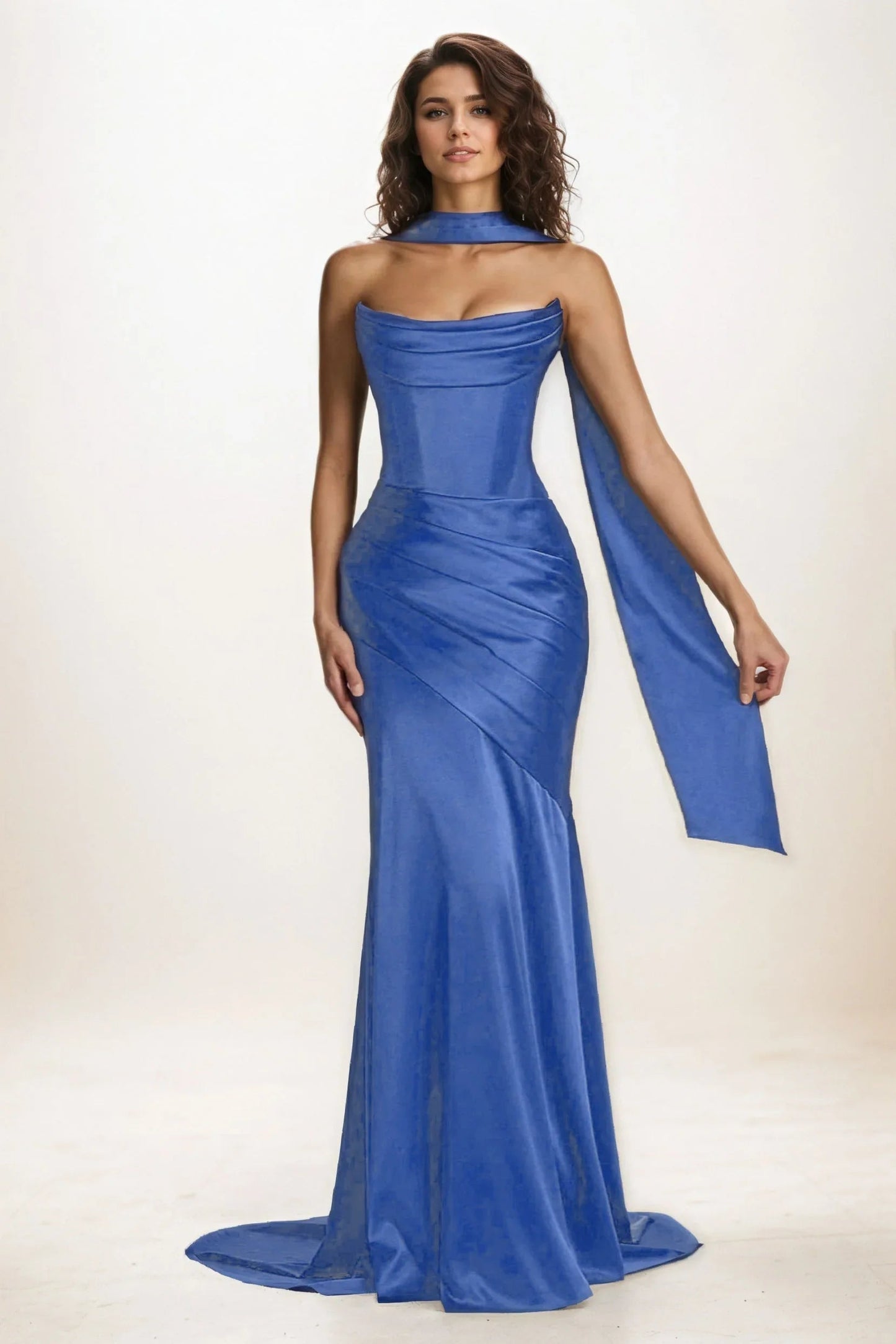 Delphine | Satin Trumpet Wedding Guest Dress