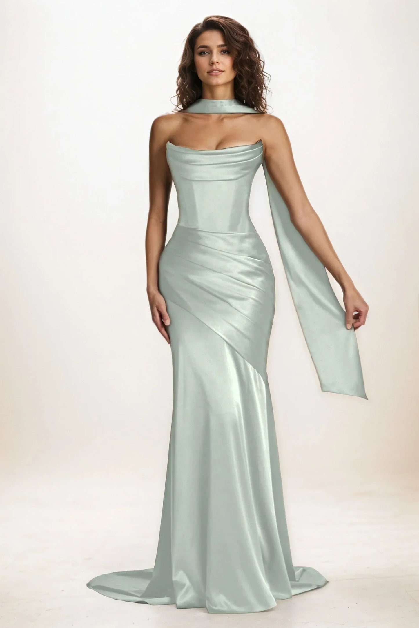 Delphine | Satin Trumpet Wedding Guest Dress
