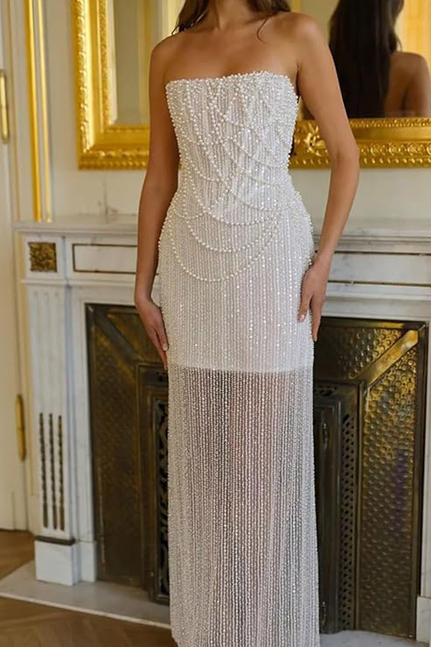 Odette | Strapless Sequin Sheath Dress