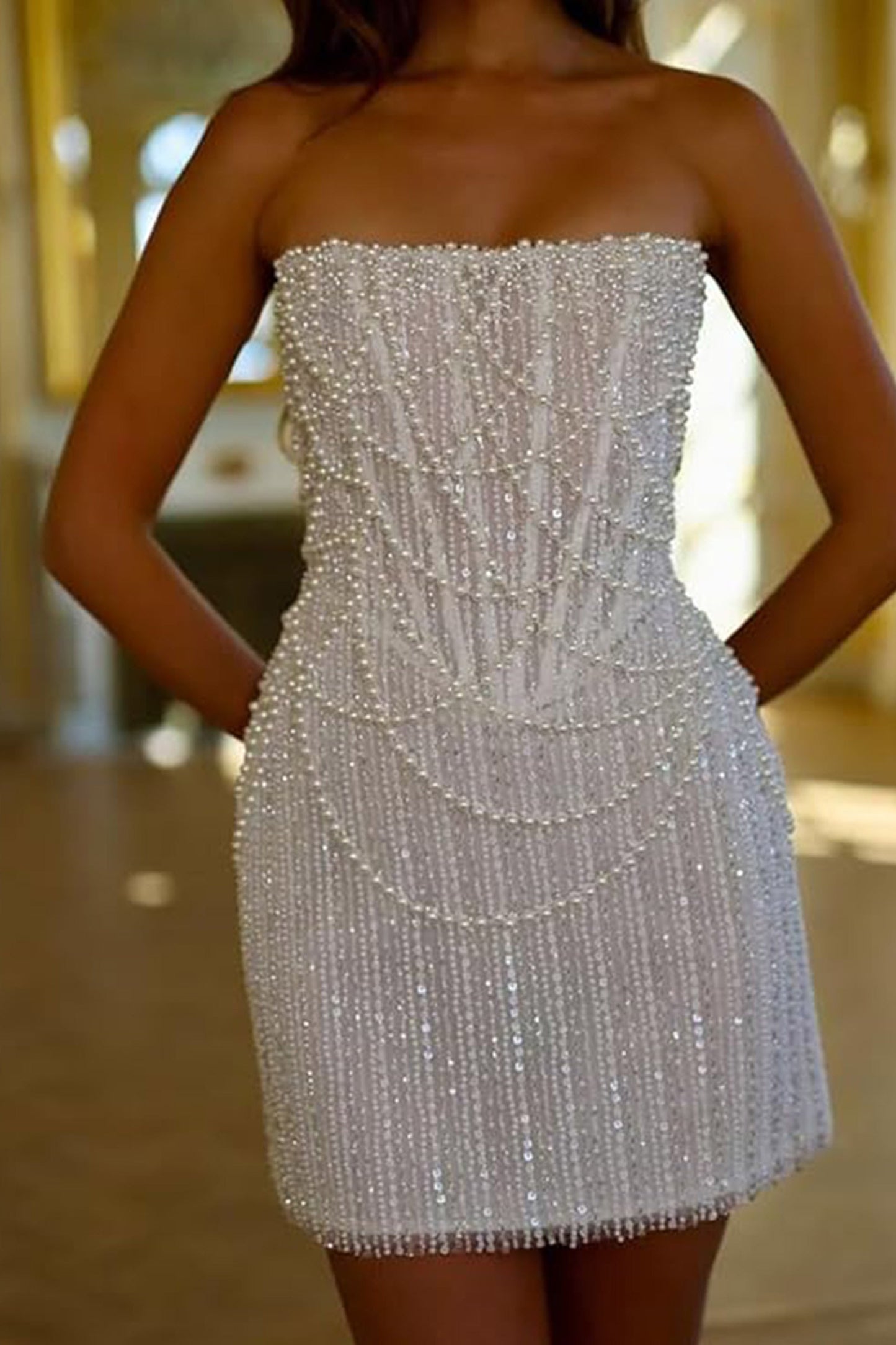 Odette | Strapless Sequin Sheath Dress