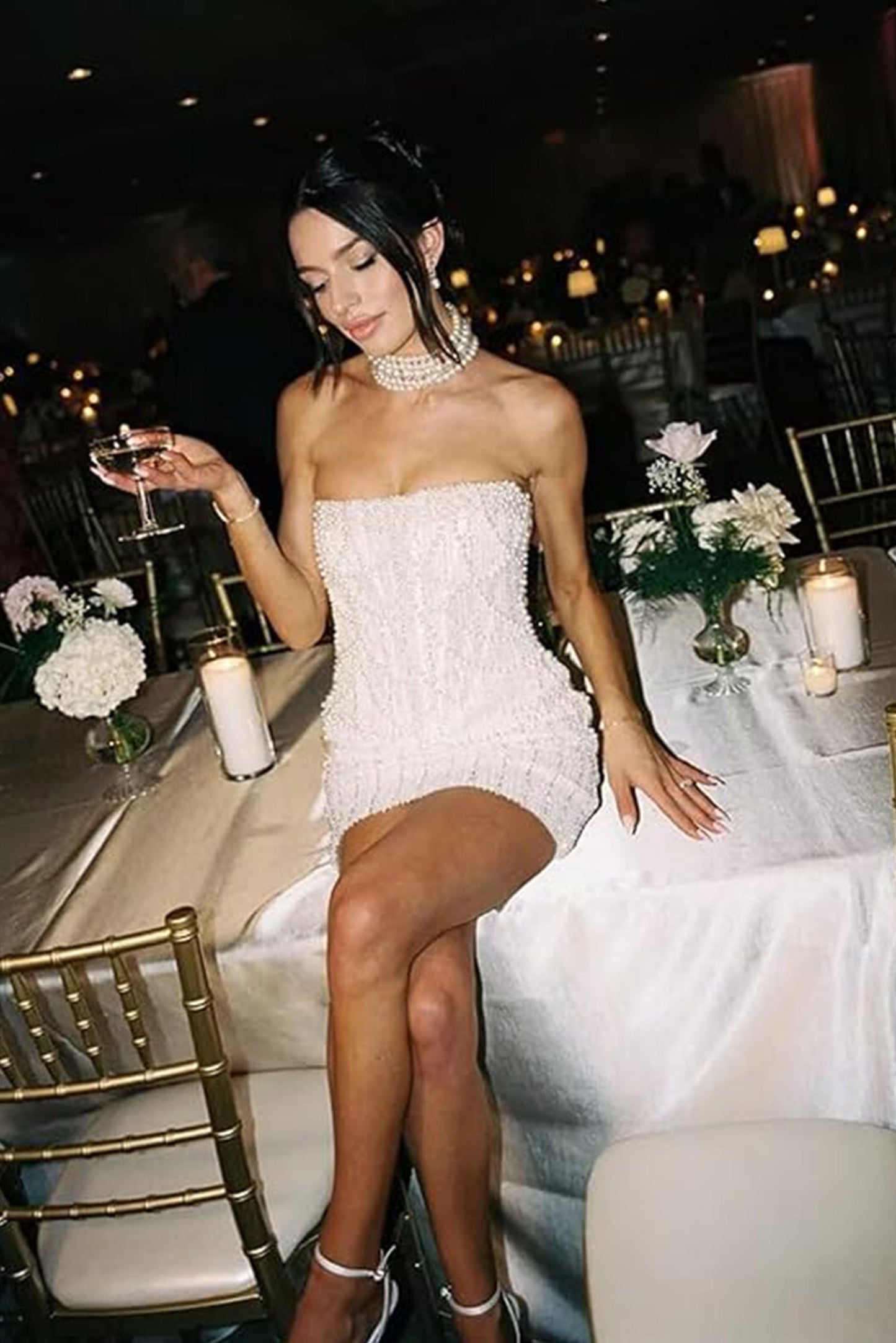 Odette | Strapless Sequin Sheath Dress