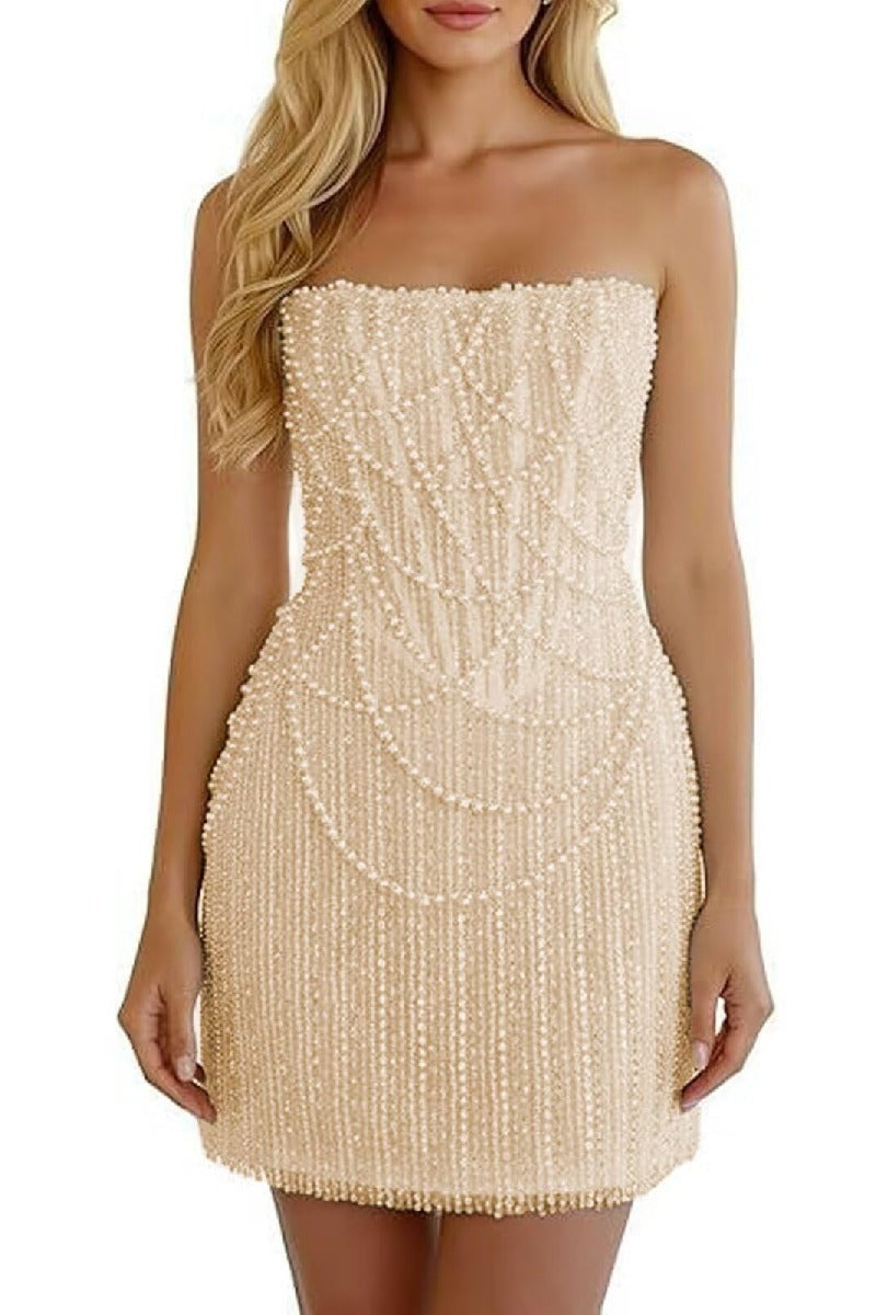 Odette | Strapless Sequin Sheath Dress