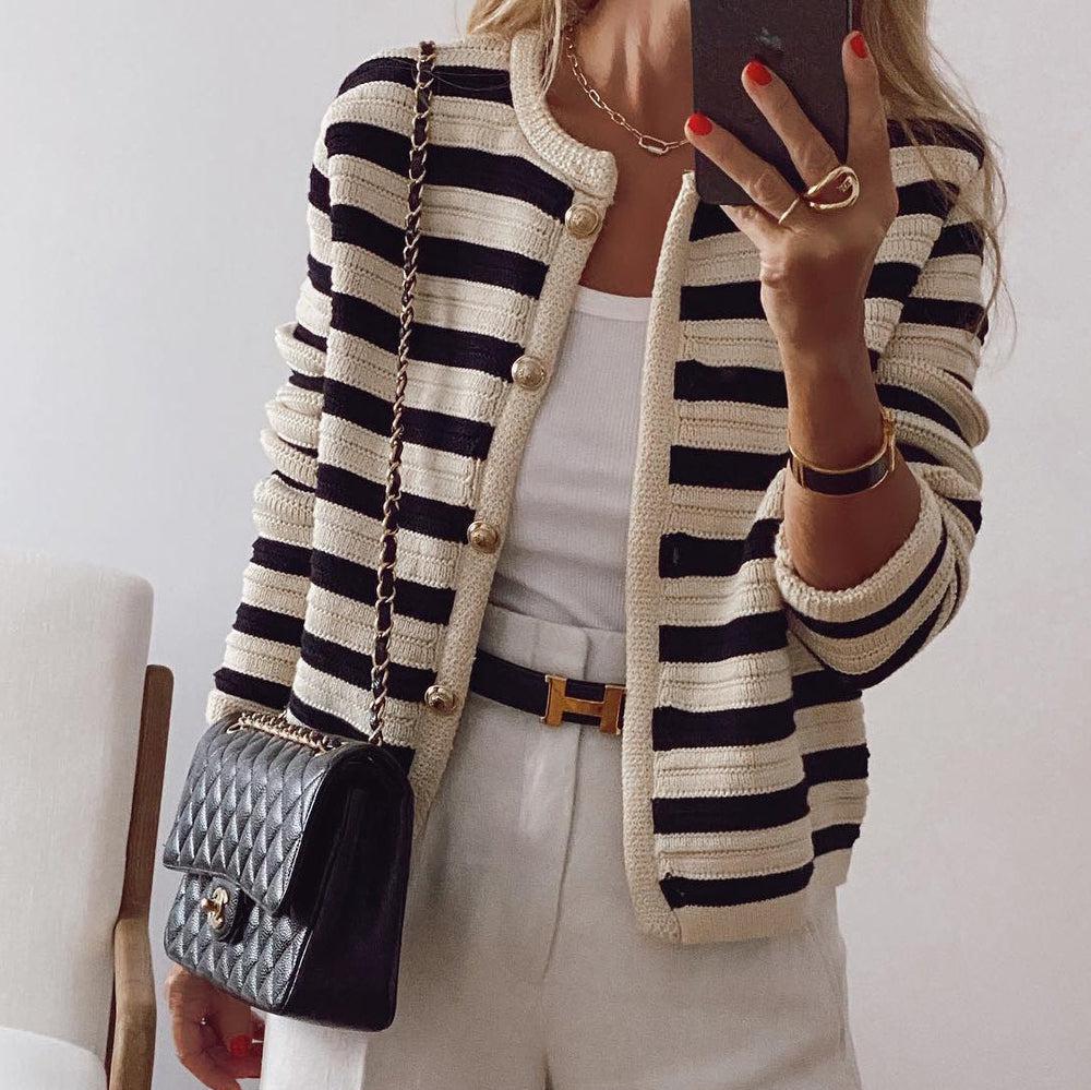 Quenby | Classic Striped Cardigan - Everyday Office Knitwear