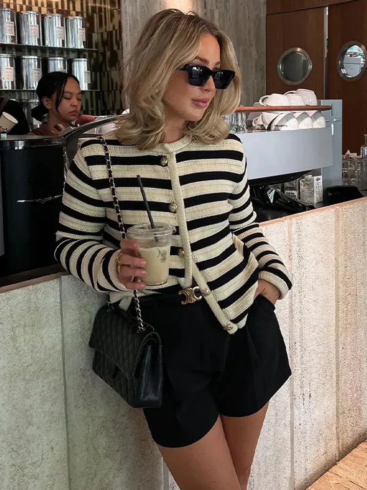 Quenby | Classic Striped Cardigan - Everyday Office Knitwear