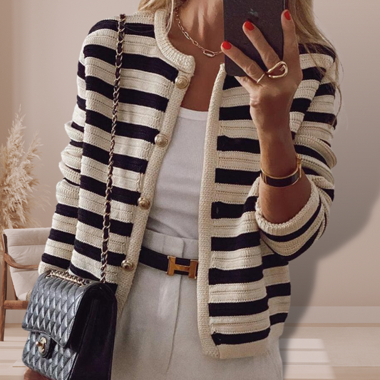 Quenby | Classic Striped Cardigan - Everyday Office Knitwear